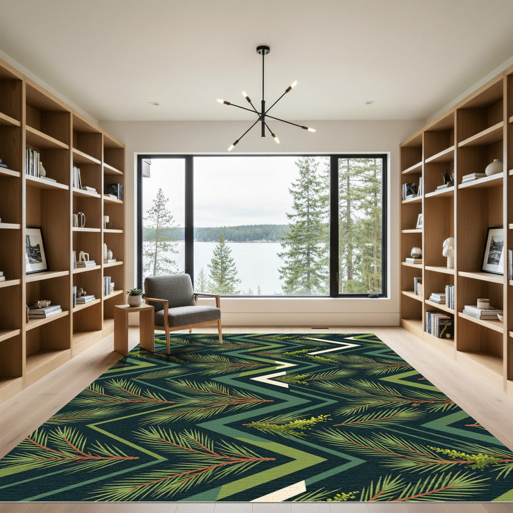 Deep Forest Zigzag Pine Needle Garland Rug