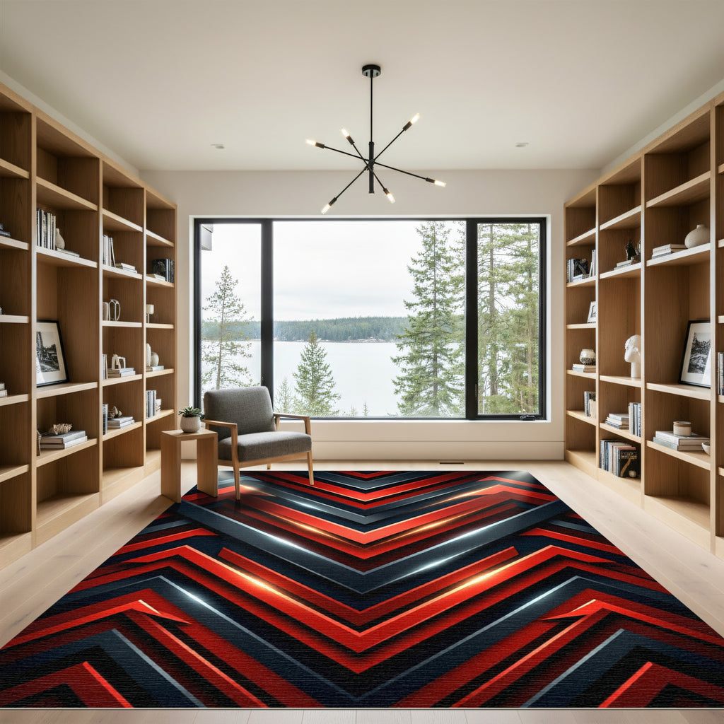Crimson Gray Chevron Sharp Angle Rug