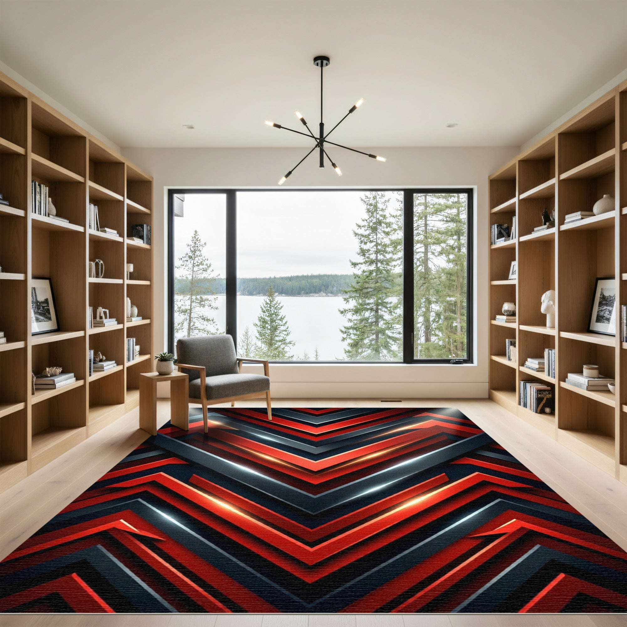 Crimson Gray Chevron Sharp Angle Rug