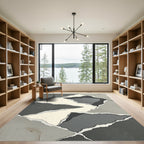 Torn Paper Gray Geometric Fragments Rug