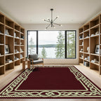 Cream Rope Border Burgundy Foulard Rug