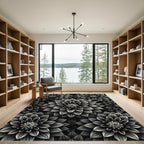 Monochromatic Dahlia Bloom Arrangement Rug