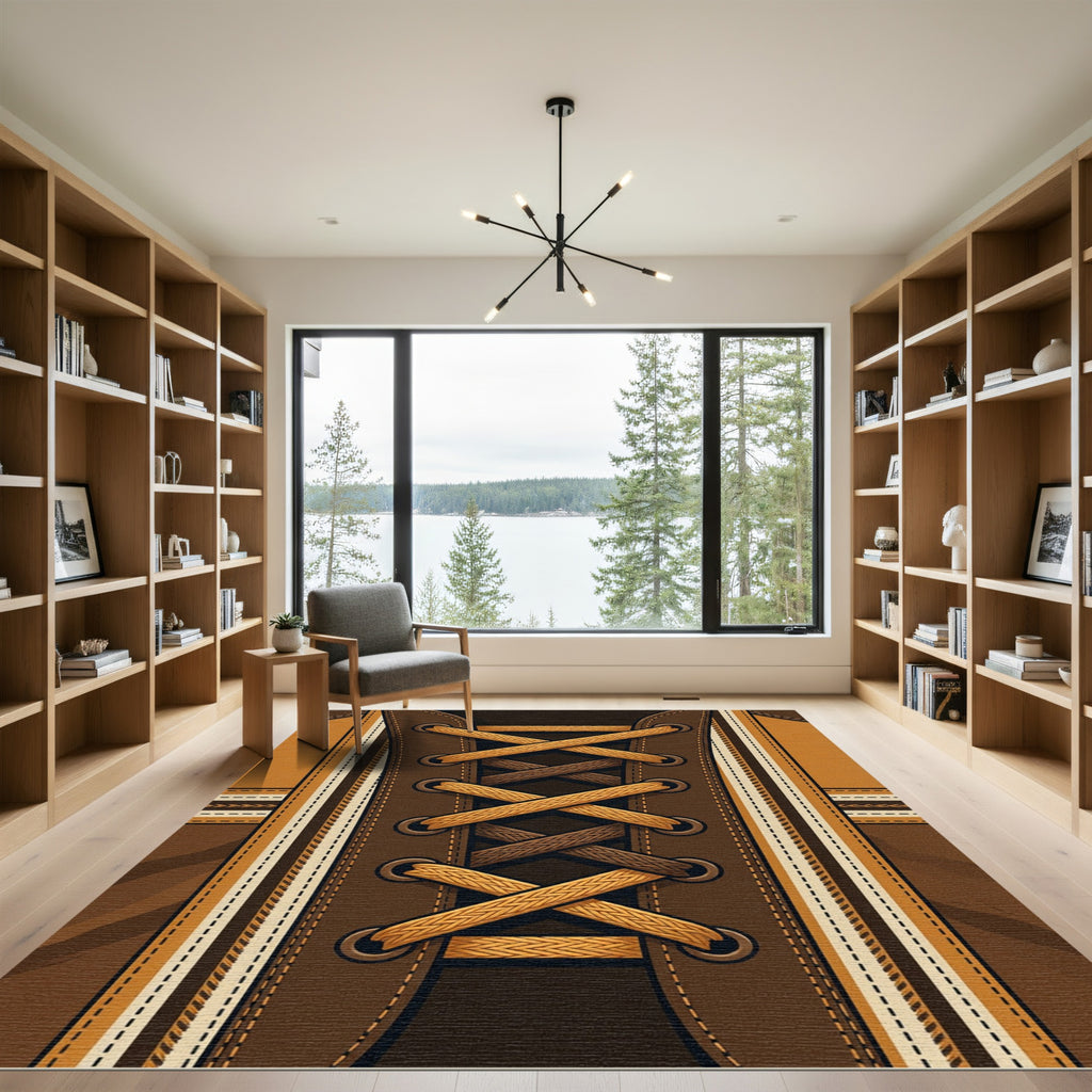 Laced Leather Aesthetic Earthy Brown Rug