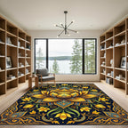 Golden Lotus Narcissus Floral Medallion Rug