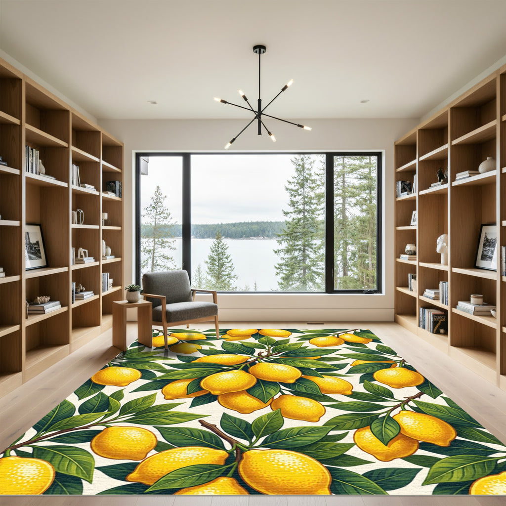 Vibrant Fresh Lemon Branch Botanical Rug