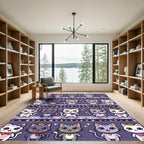 Cute Kitten Characters Purple Stripe Rug