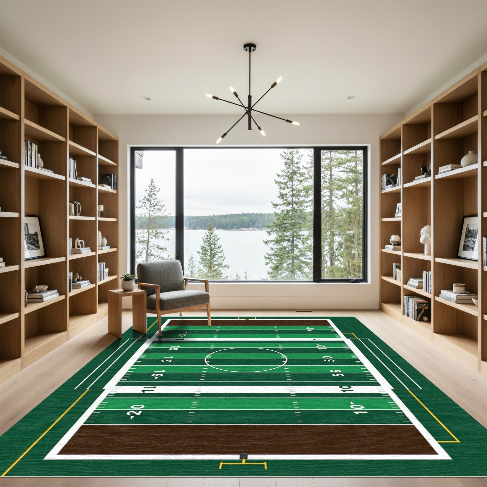 Green Football Field Athletic Stadium Rug