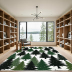 Forest Pine Tree Silhouette Artwork Rug