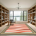 Crimson Red Wavy Stripe Rug