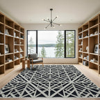 Sophisticated Ivory Geometric Intertwined Lattice Rug