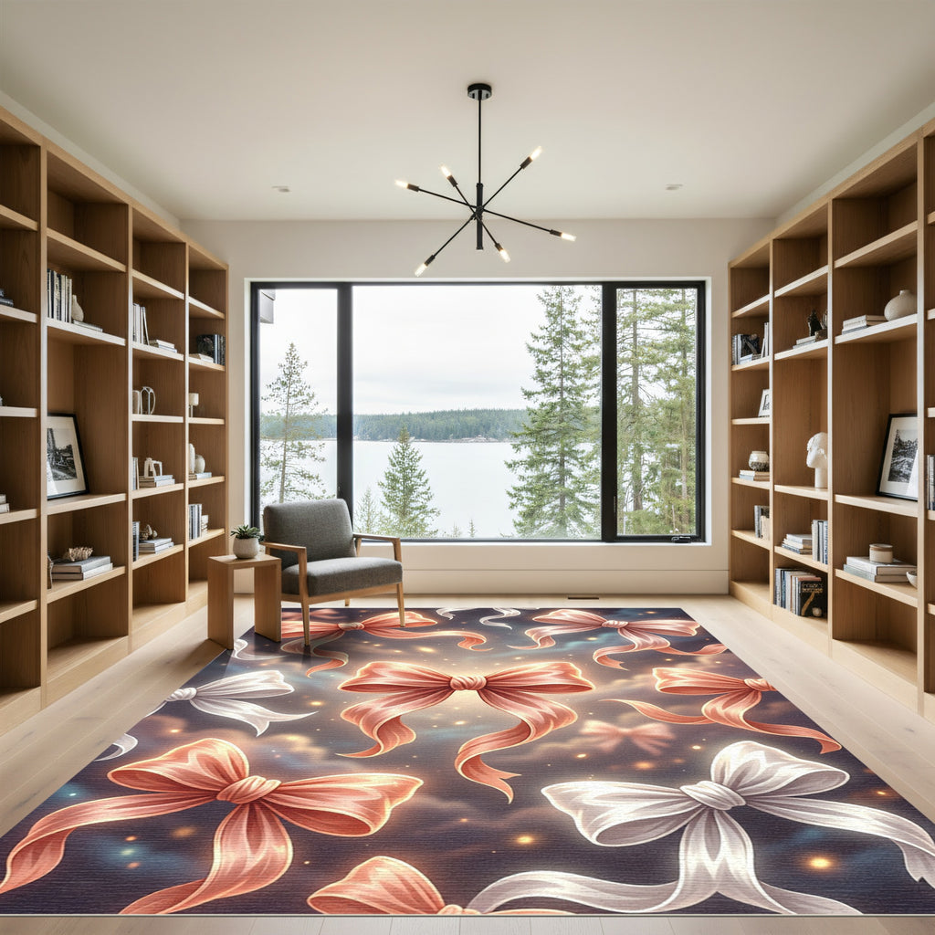 Ethereal Rose Gold Ribbon Sky Rug