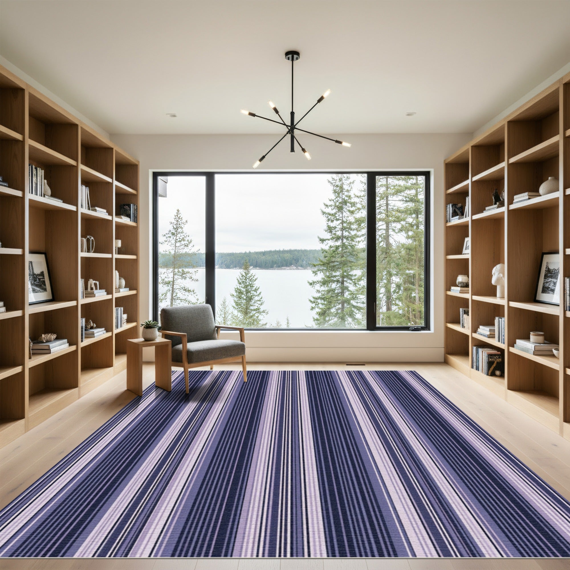 Varied Indigo Fine Stripe Rug