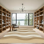 Neutral Earthy Wavy Sand Ripple Rug