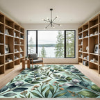 Eucalyptus Leaves Watercolor Botanical Design Rug