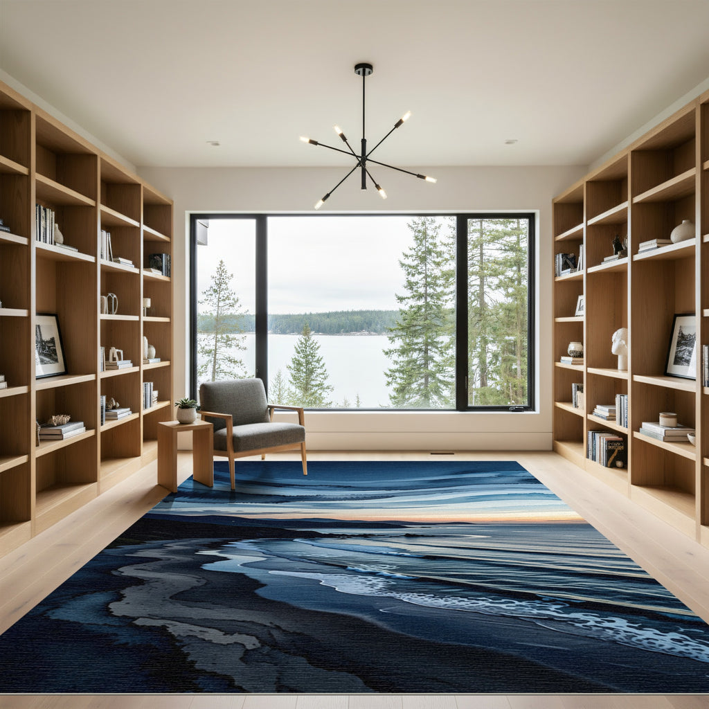 Ethereal Coastal Sunset Wave Shoreline Rug