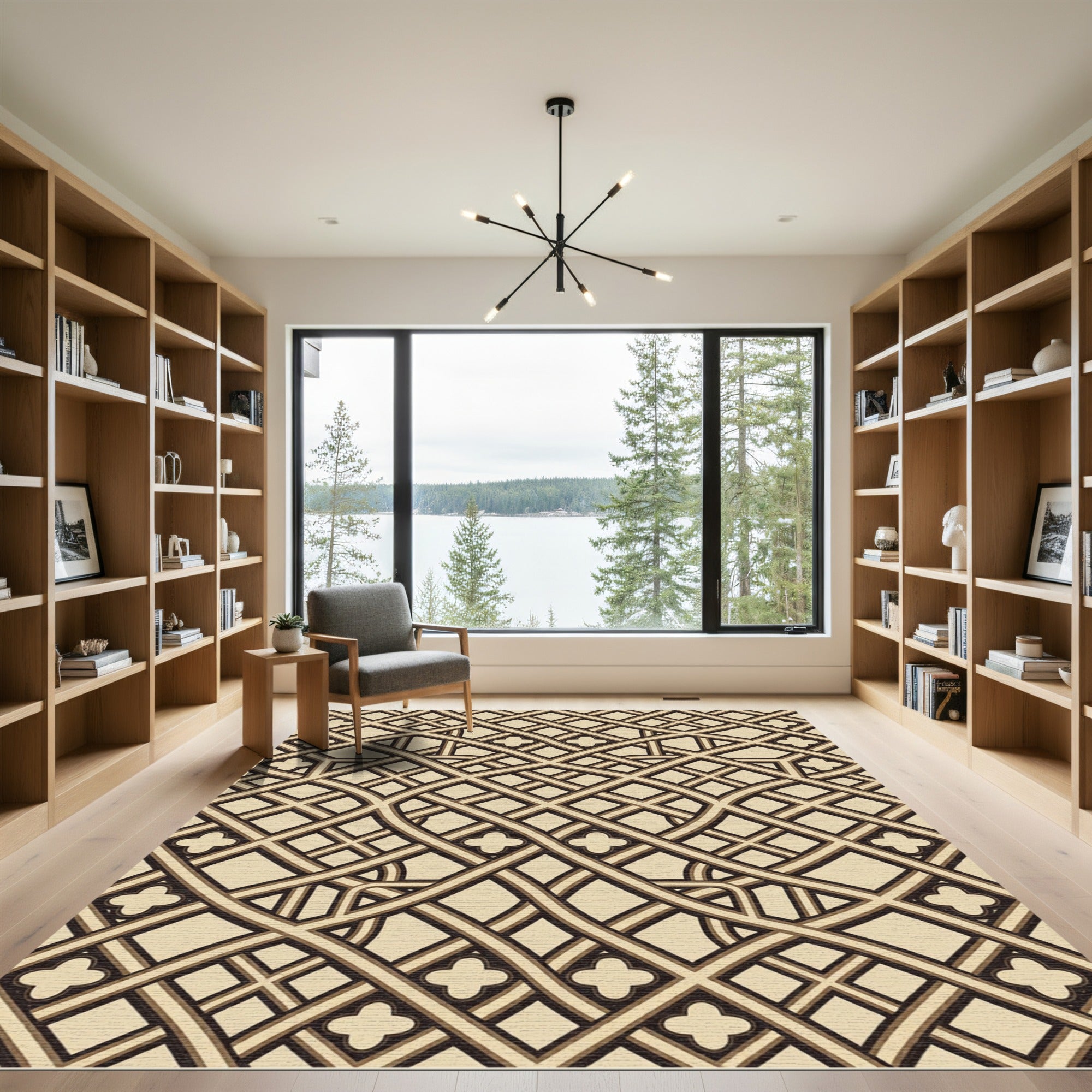 Gothic Cream and Charcoal Lattice Rug