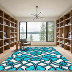 Bright Turquoise Four Leaf Clover Lattice Rug
