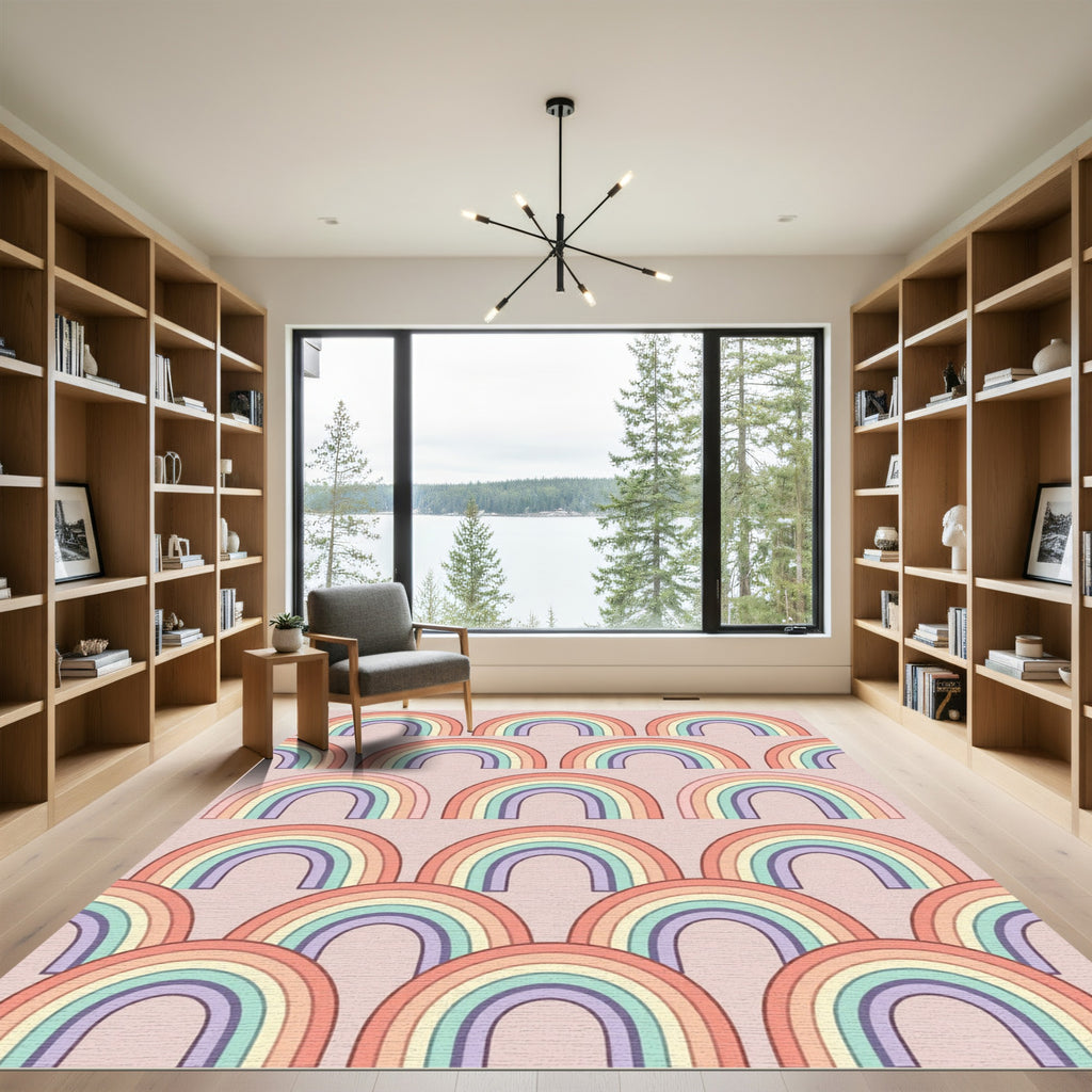 Pastel Rainbow Arch Boho Wall Art Rug