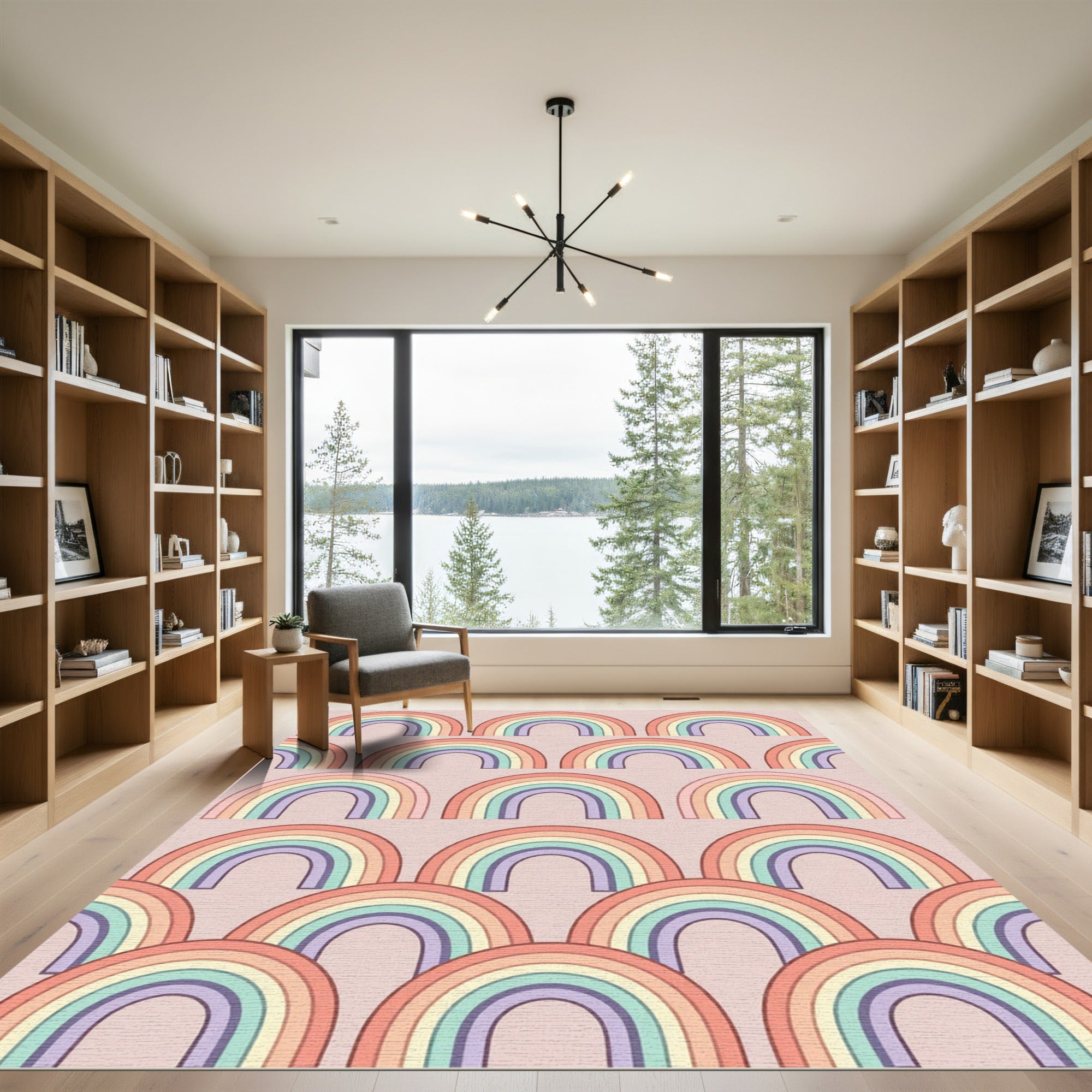 Pastel Rainbow Arch Boho Wall Art Rug