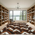 Textured Herringbone Weave in Walnut and Ivory Rug