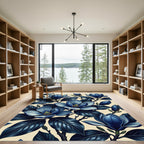 Stunning Midnight Blue Magnolia Blossom Rug