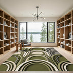 Modern Olive Arch Geometric Layered Rug