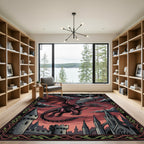 Gothic Crimson Dragon Fortress Wall Art Rug