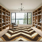 Rustic Brown White Chevron Lines Rug