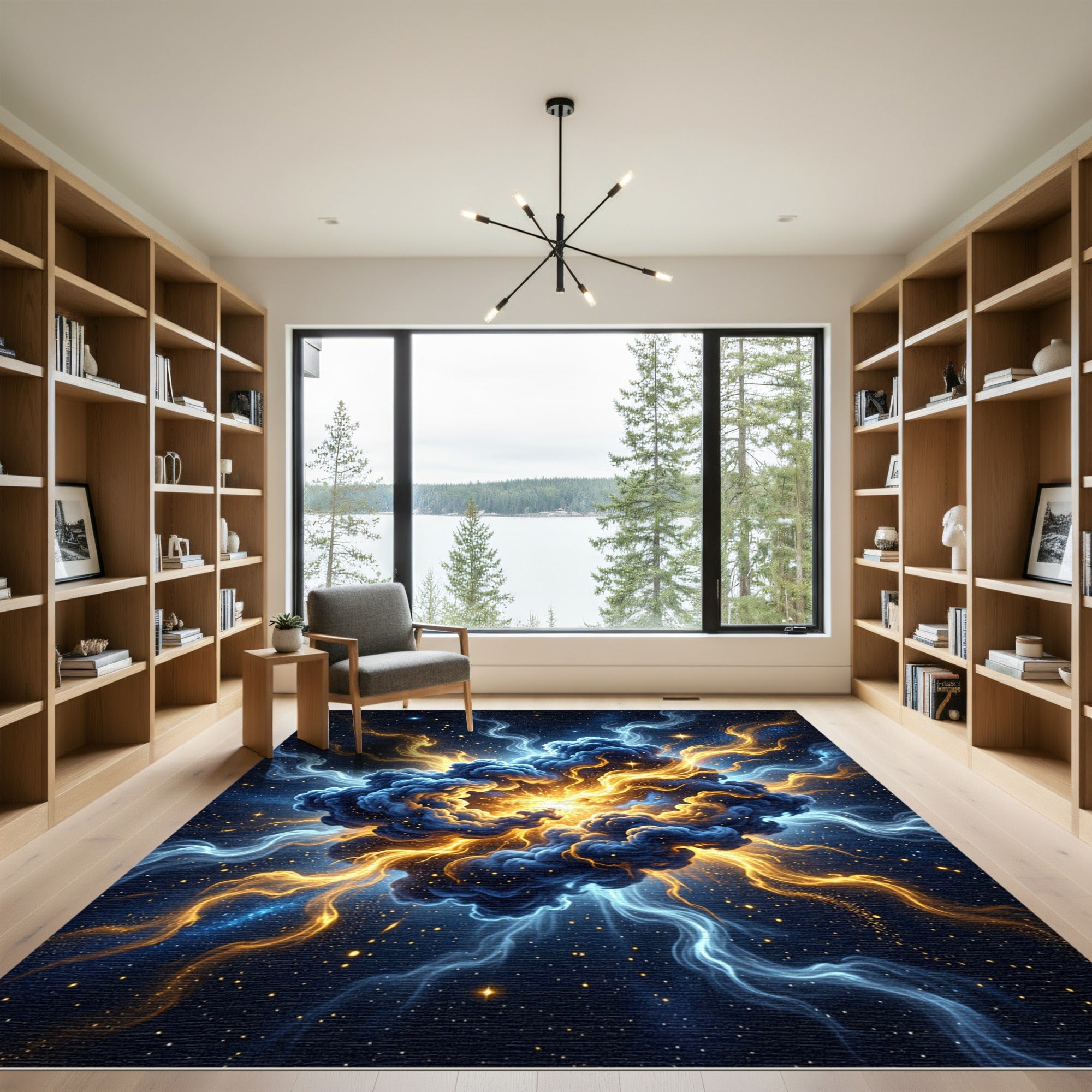 Cosmic Radiant Nebula Energy Swirl Rug
