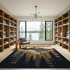 Earthy Sepia Mountain Forest Landscape Rug
