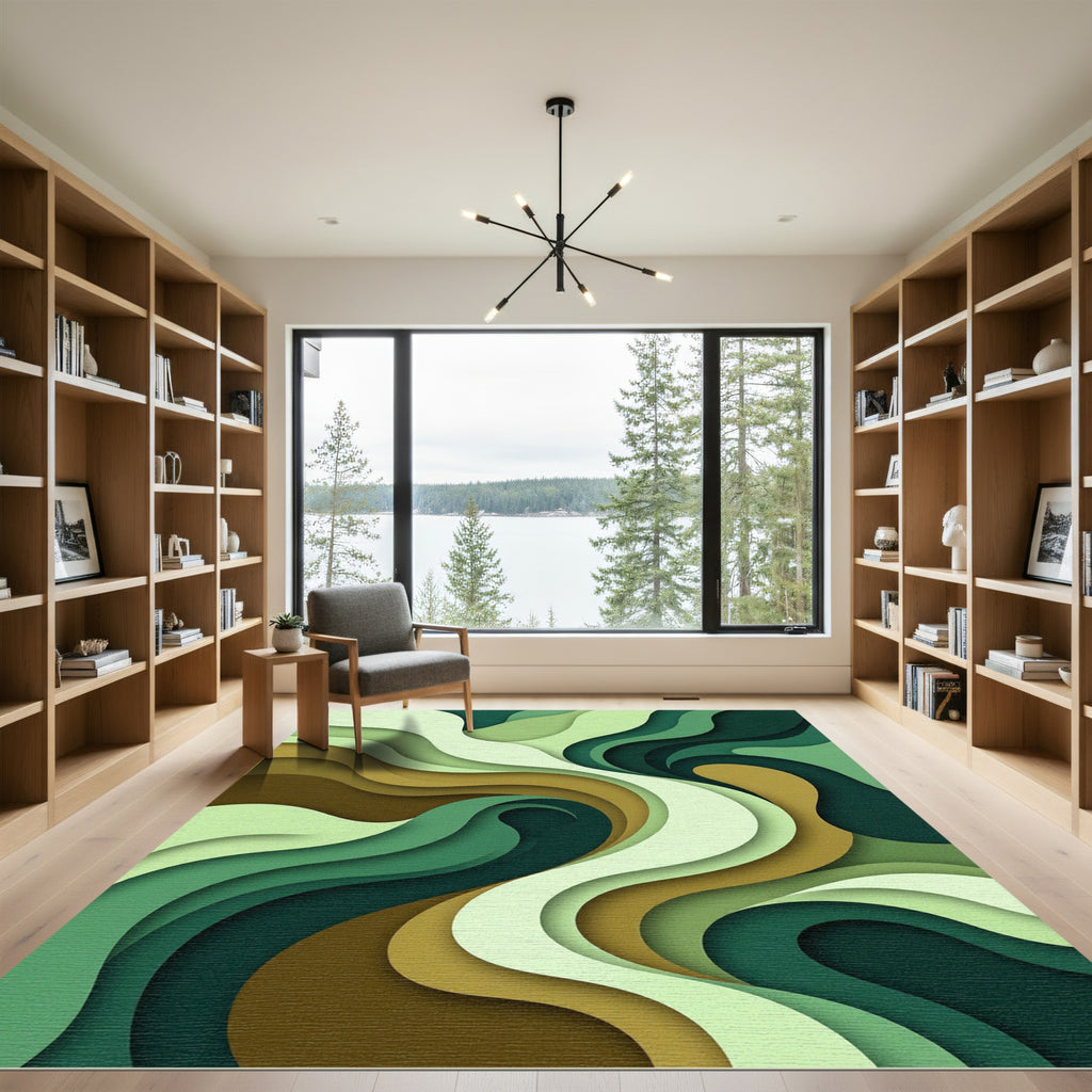 Earthy Tones Abstract Wavy Rug