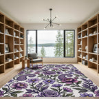 Purple Rose and Paisley Floral Garden Rug