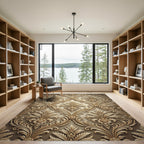 Golden Floral Acanthus Swirl Relief Rug