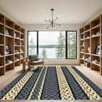 Cream and Charcoal Braided Stripe Rug