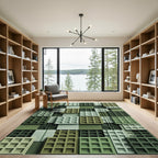 Sage Green Three Dimensional Waffle Grid Rug