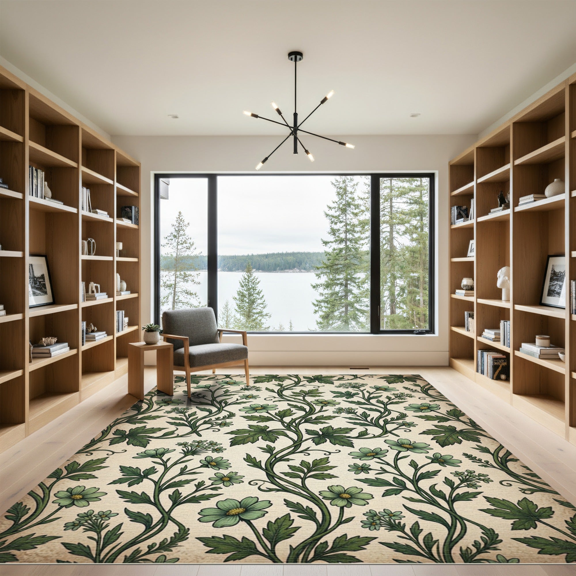 Vintage Sage Floral Botanical Vines Rug