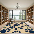 Minimalist Navy Paw Print Area Rug