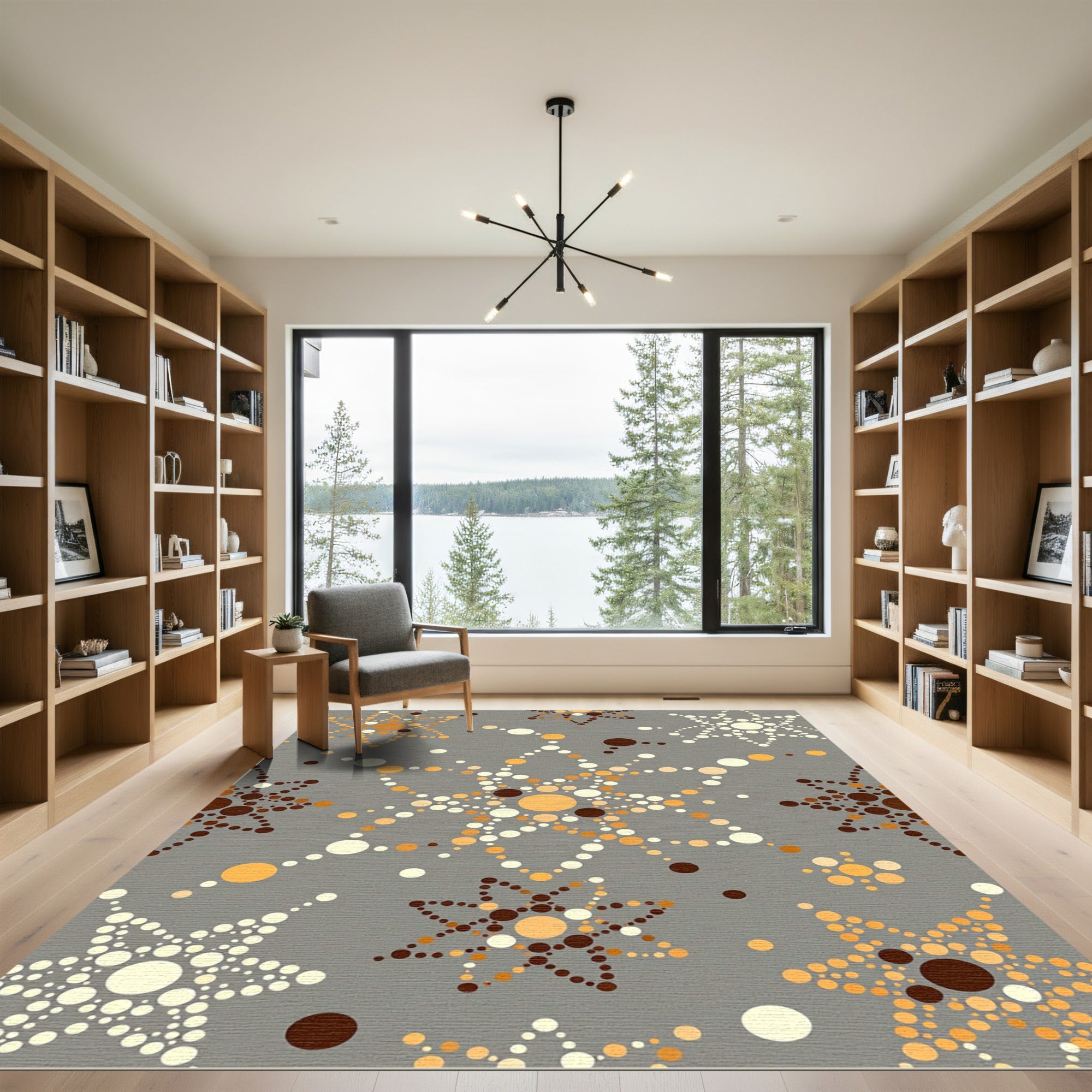Caramel Tan Dot Starburst Rug