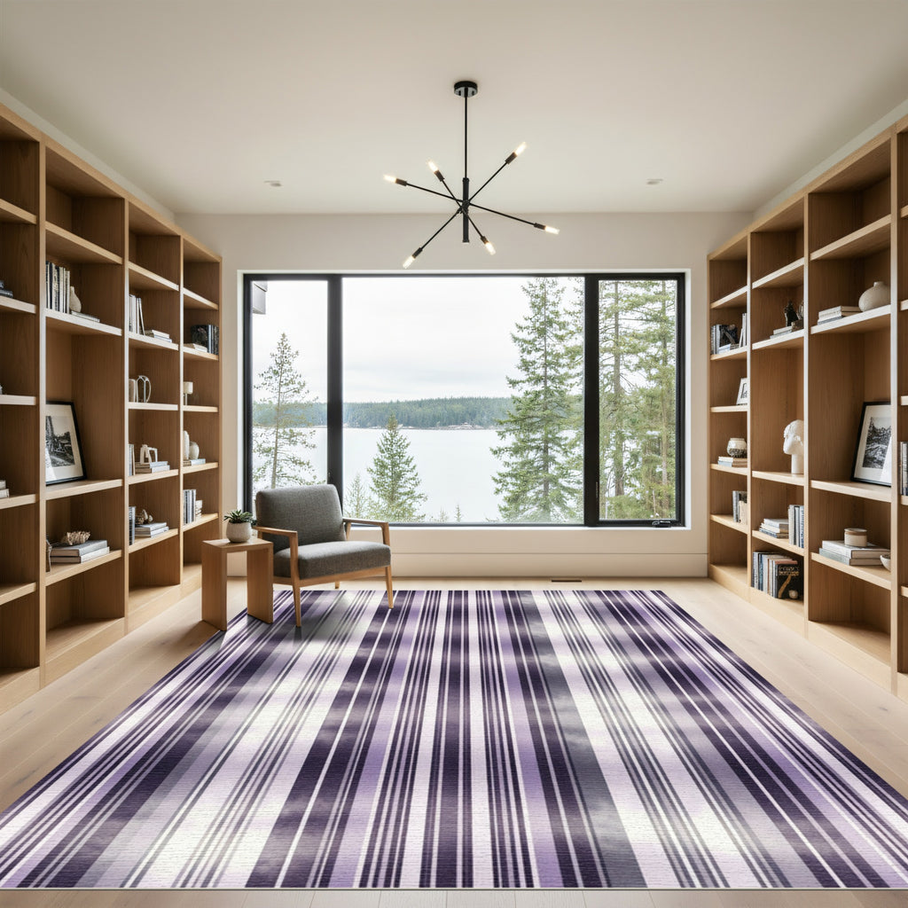 Purple White Stripe Gradient Rug