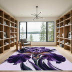Vibrant Deep Purple Iris Floral Art Rug