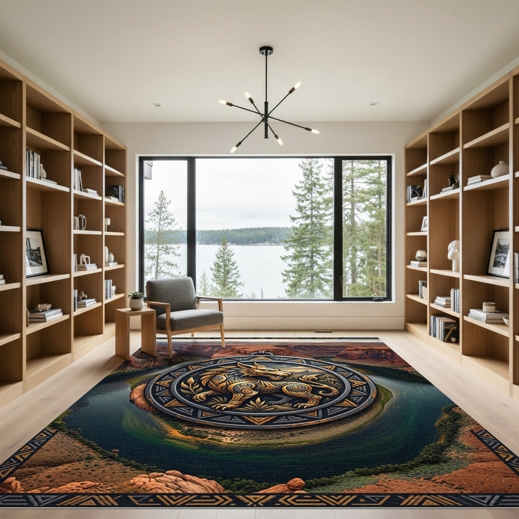 Golden Mythical Guardian Canyon Medallion Rug