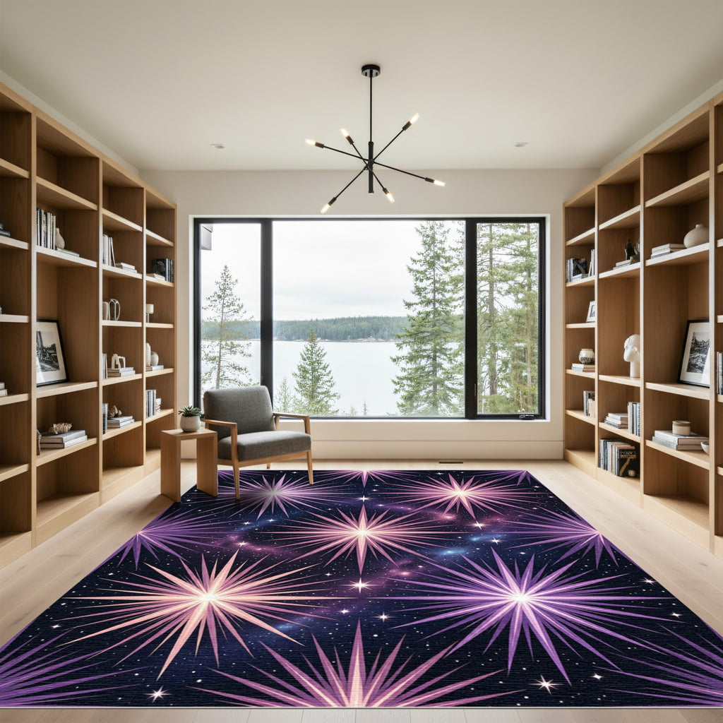 Cosmic Purple Starburst Nebula Rug