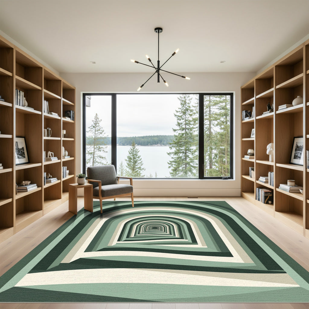 Green Abstract Archway Illusion Rug