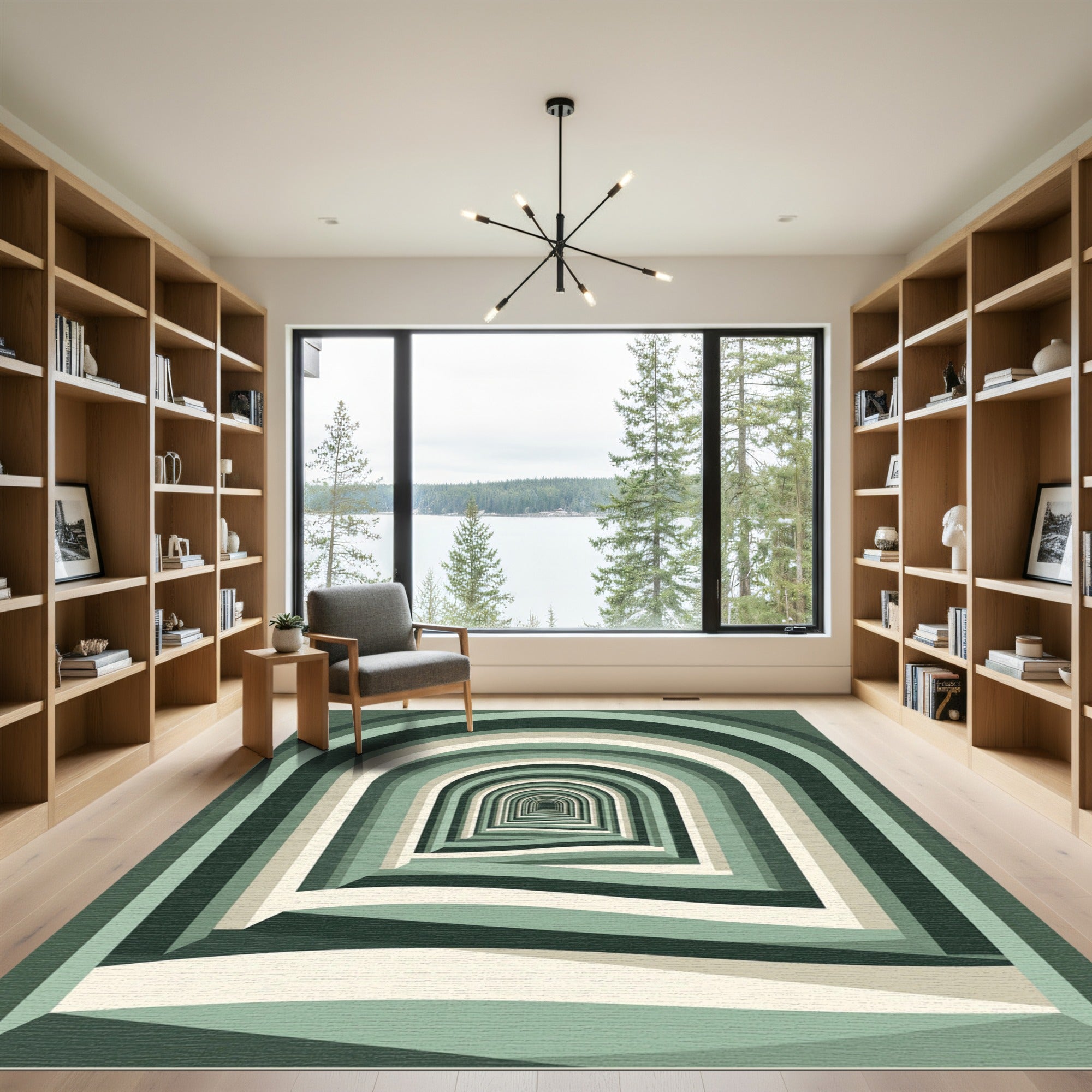 Green Abstract Archway Illusion Rug