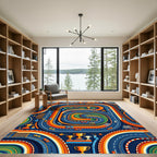 Vibrant Retro Racing Orbit Area Rug