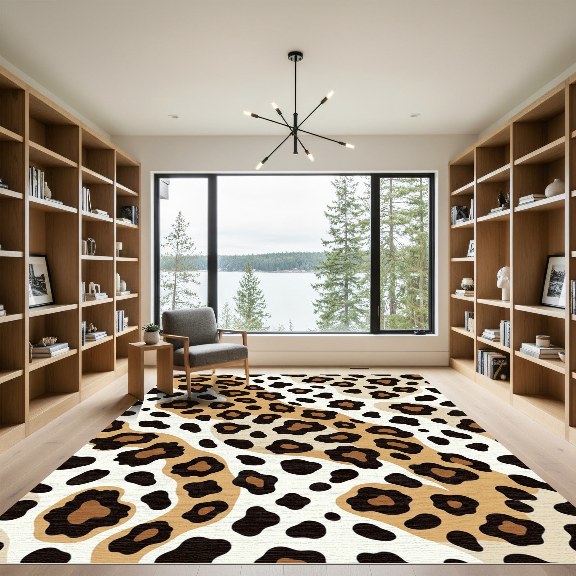 Spotted Beige Black Animal Print Rug
