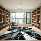 Monochrome Shattered Glass Geometric Abstract Rug