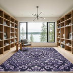 Ornate Lavender Heart Damask Rug