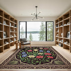 Dark Floral Botanical Garden Medallion Rug