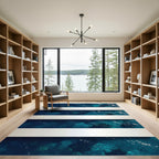 Deep Blue Oceanic Horizontal Stripe Rug